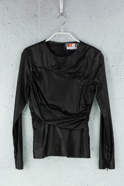 MSGM - Kunstledershirt - Schwarz